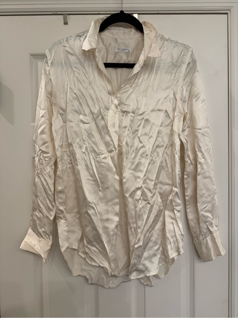 Equipment Femme Silk Ivory Cream Long Sleeve Button Down Blouse Top Small S/P